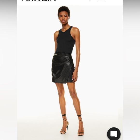 Aritzia Dresses & Skirts - Aritzia Wilfred Angie Black Vegan Leather Mini Skirt size 00